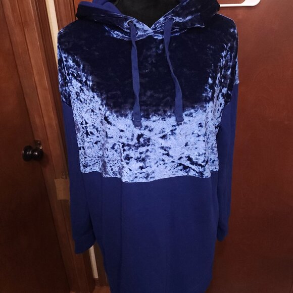 WOMEN’S PULLOVER HOODIE SAPPHIRE BLUE FLIRTITUDE ACTIVE SZ Med-Large 29 in Long - Picture 6 of 11